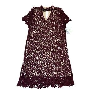 NWT altar’d state dress M maroon burgandy Crochet Lace grannycore style